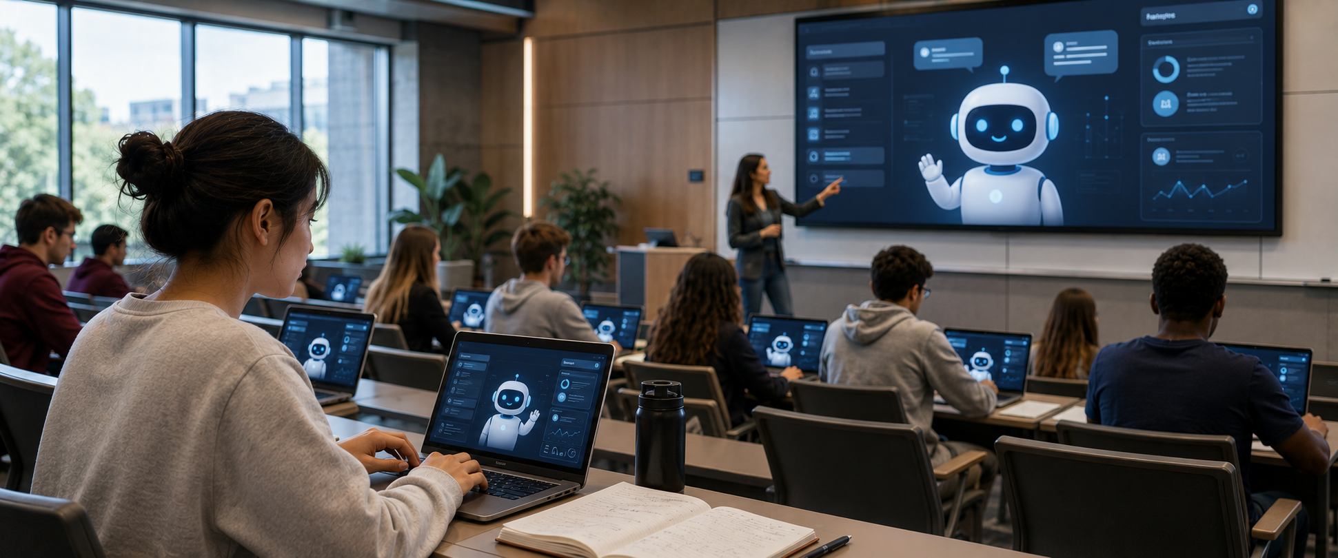 Infographic showing AI applications in education